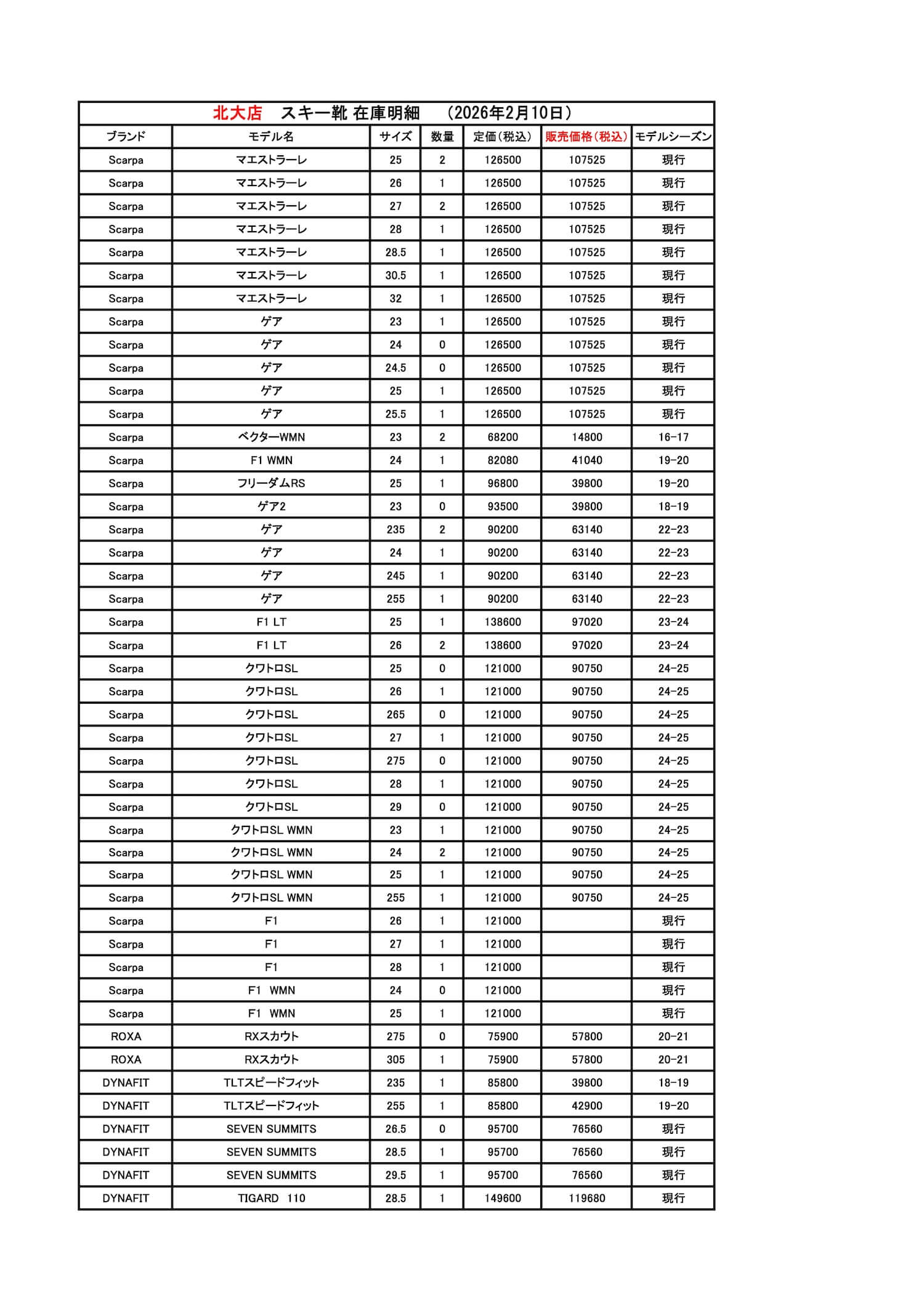 北大店スキーブーツ在庫2026.2.10_ページ_1