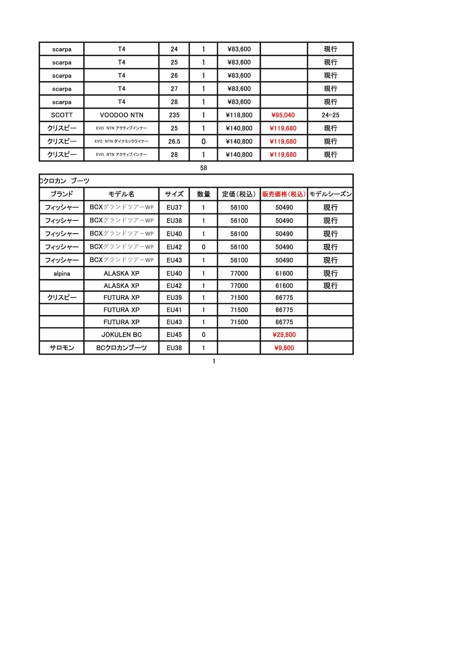 北大店テレマークブーツ在庫2026.2.10_ページ_2